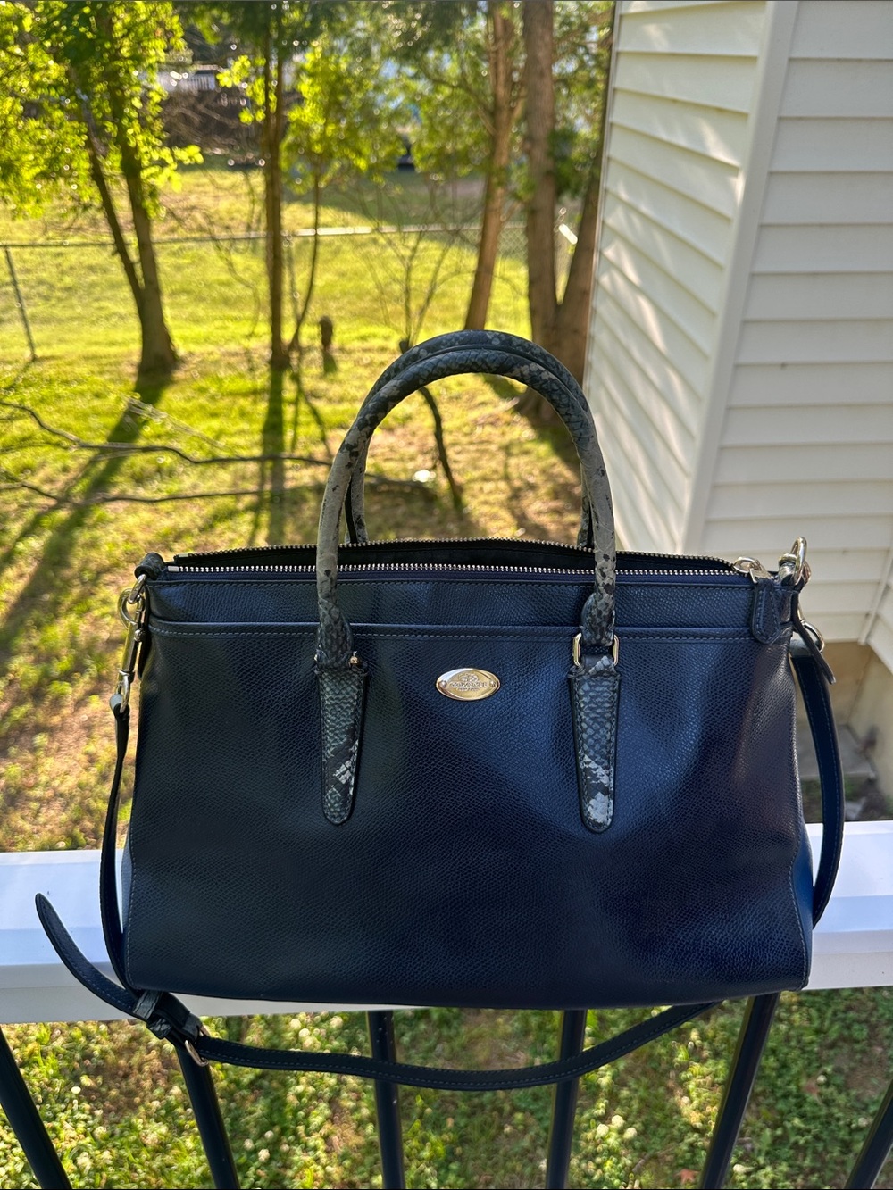 Coach Morgan Satchel in Exotic Trim Leather (Coach F35887) - Picture 2 of 16